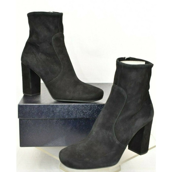 PRADA 1T193F BLACK SUEDE SHORT ANKLE ZIPPER CLASSIC PUMPS BOOTS 40 $975 ITALY - Picture 3 of 12